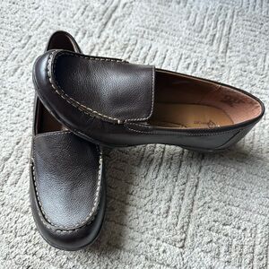 Classic Brown Leather Slip-On Loafers for Women